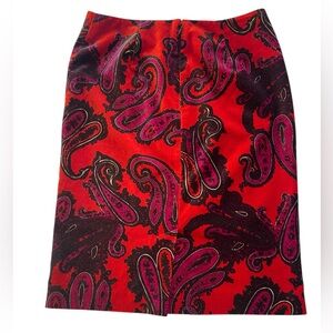 Talbots Paisley Velvet Texture Pencil Skirt Size 2
